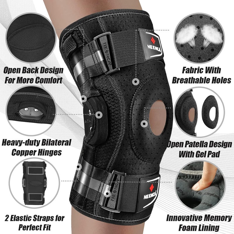NEENCA Professional Knee Brace, Adjustable Hinged, with Removable Side Stabilizers, Strong Stability for Joint Pain Relief, Arthritis, Meniscus Tear, ACL, PCL, Runner, Sports - Image 4